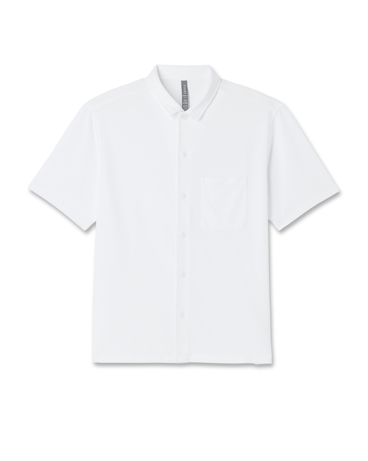 Short Sleeve Knit Oxford Camp Collar Button Down | White