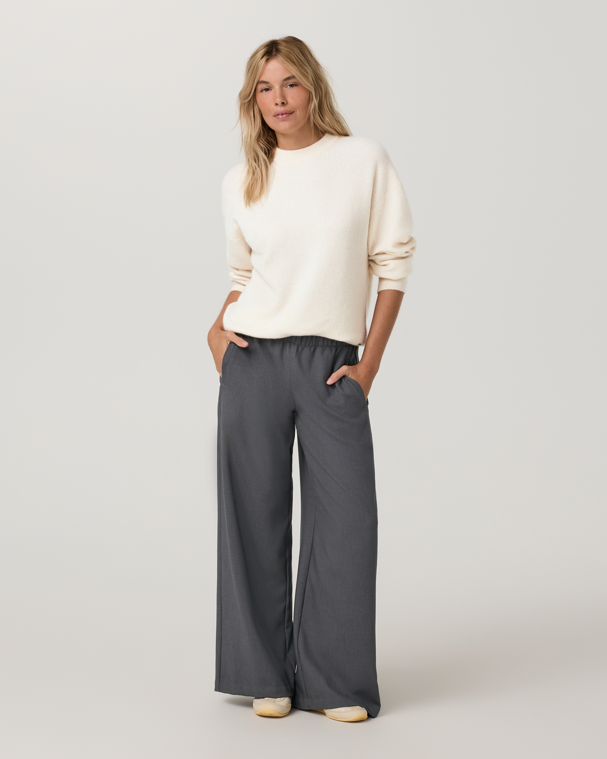 Sander Elastic Waist Trouser - Long | Charcoal Heather