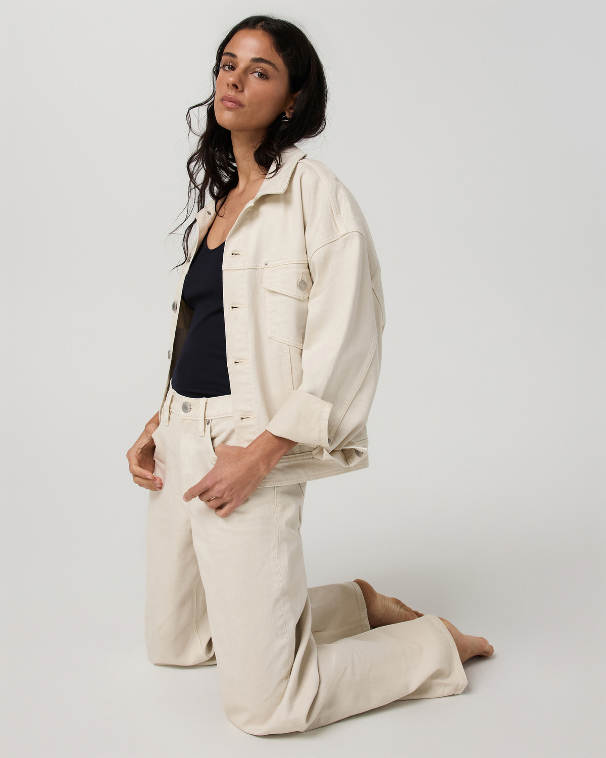 Women's Vuori Vintage Wideleg Jean 30" | Bone Denim