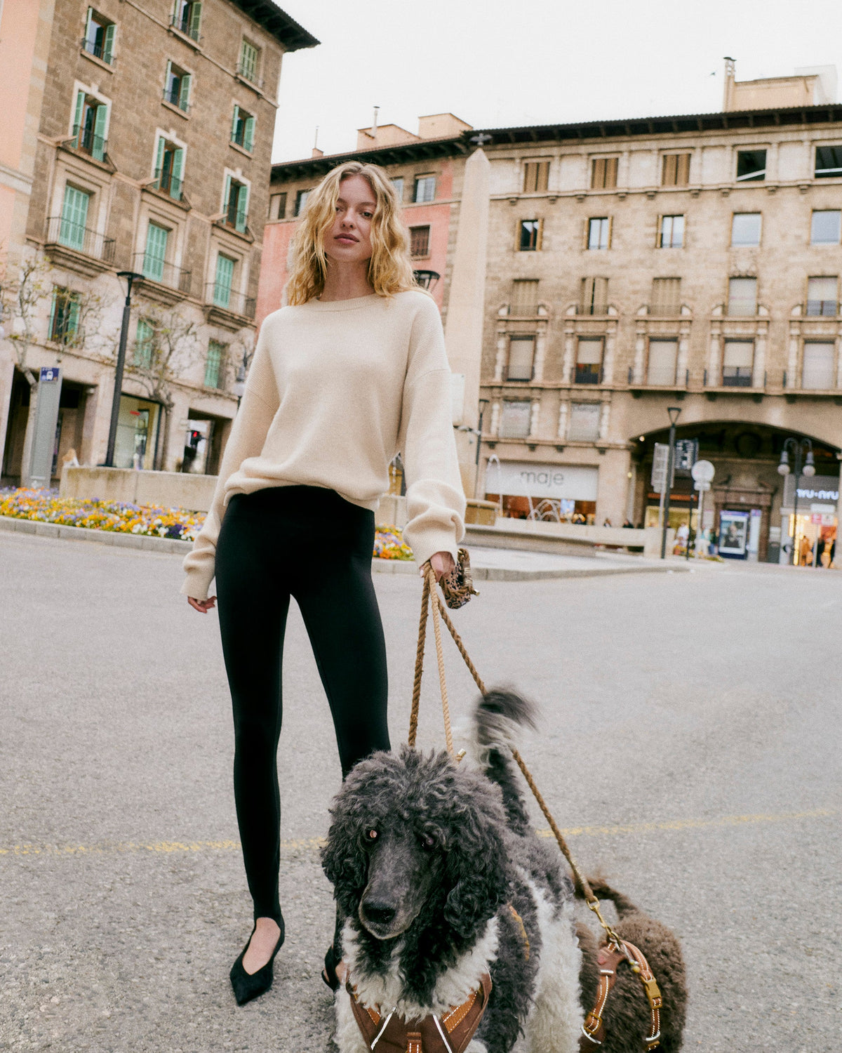Émilie Cashmere Oversized Rib Crew | Porcelain