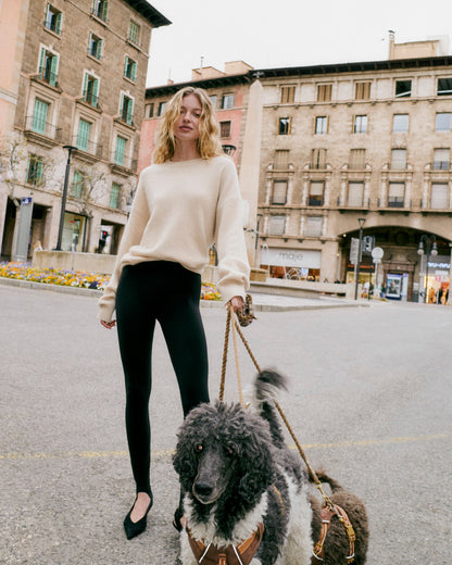 Émilie Cashmere Oversized Rib Crew | Porcelain