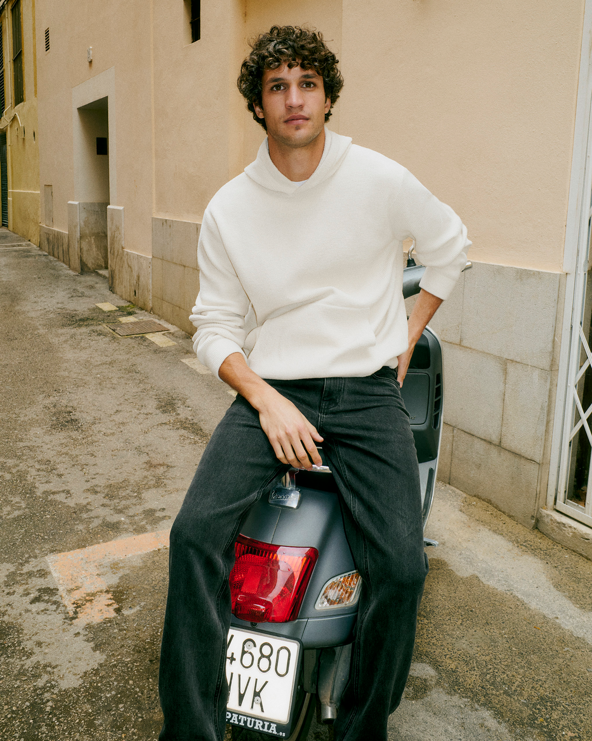 Midweight Rib Sweater Hoodie | Bone
