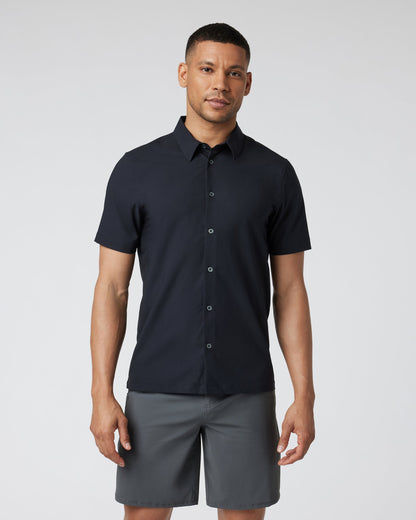 Short Sleeve Manhattan Button Down | Black