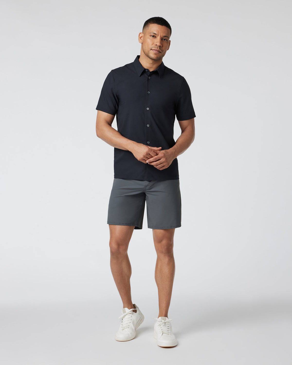 Short Sleeve Manhattan Button Down | Black