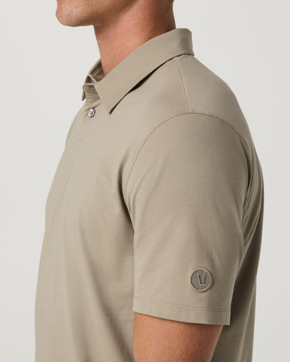 Short Sleeve Feather Polo | Biscotti