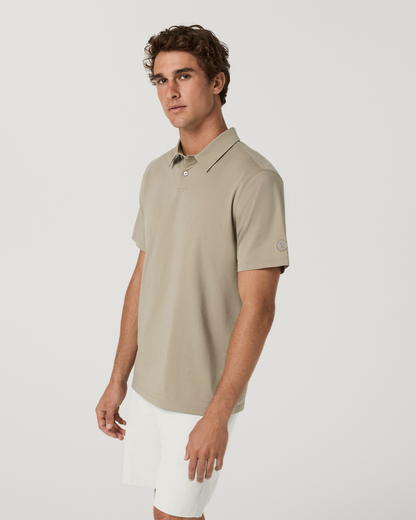 Short Sleeve Feather Polo | Biscotti