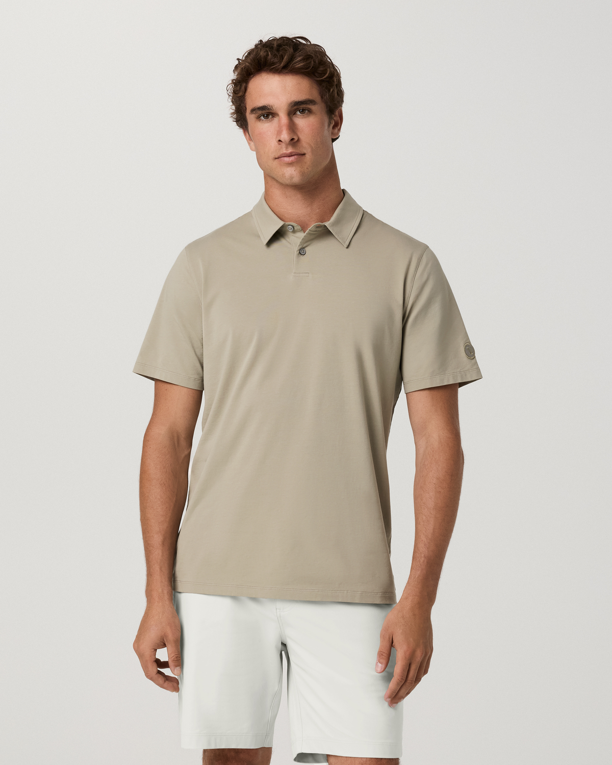 Short Sleeve Feather Polo | Biscotti