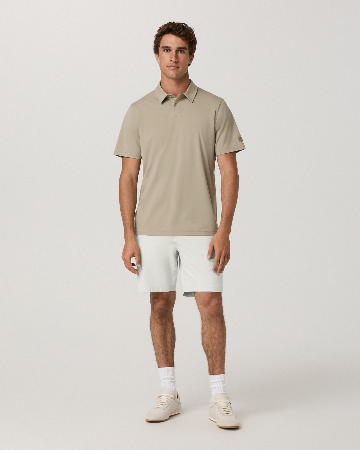 Short Sleeve Feather Polo | Biscotti