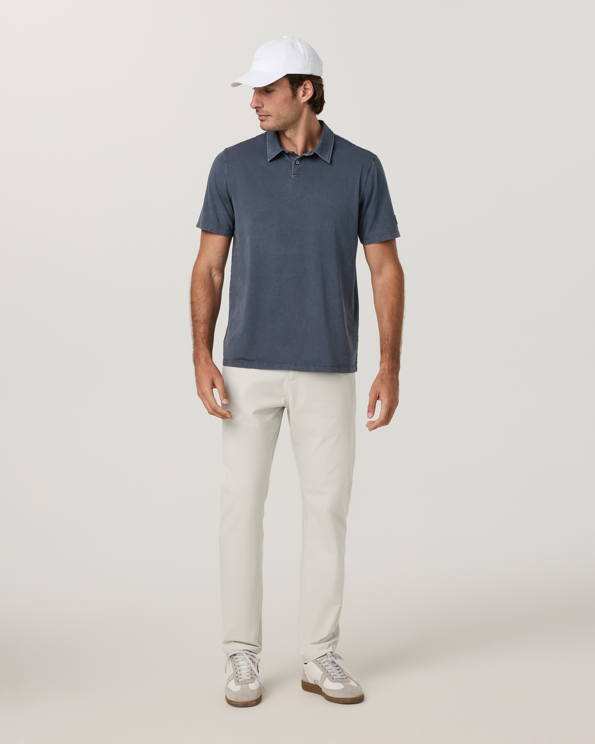 Short Sleeve Feather Polo | Ocean Blue Garment Dye