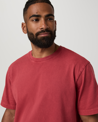 Short Sleeve Vuori Heavyweight Cotton Tee - Relaxed Fit | Sour Cherry Garment Dye
