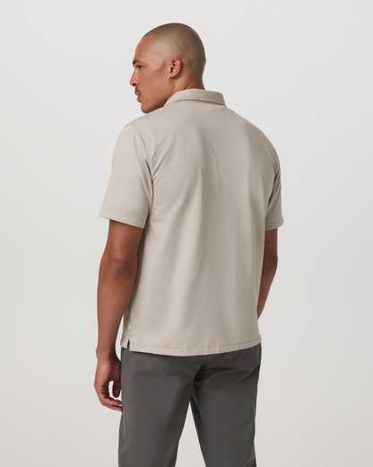 Short Sleeve Knit Oxford Camp Collar Button Down | Truffle