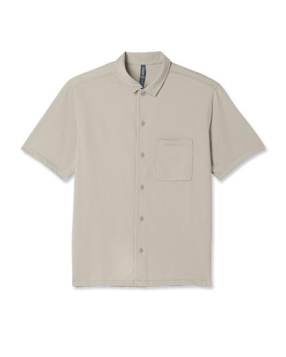 Short Sleeve Knit Oxford Camp Collar Button Down | Truffle