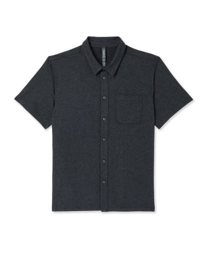 Short Sleeve Ponto Button Down Shirt | Charcoal Heather