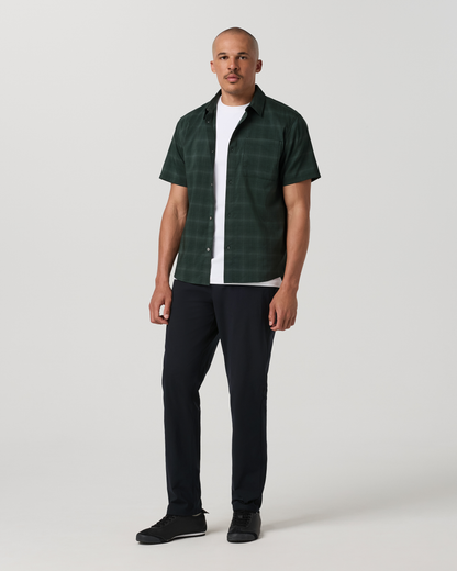 Short Sleeve Plaid Button Down Shirt | Evergreen