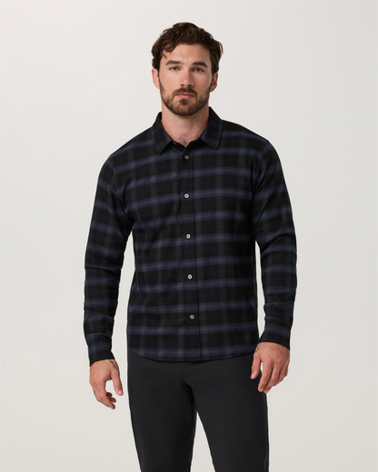 Long Sleeve Midweight Flannel Shirt | Black