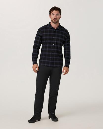 Long Sleeve Midweight Flannel Shirt | Black