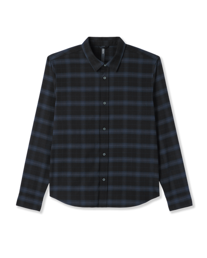 Long Sleeve Midweight Flannel Shirt | Black