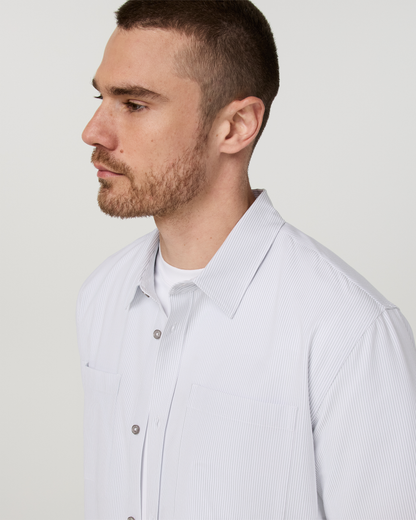 Short Sleeve Bridge Button Down - Relaxed Fit | White Dune Stripe