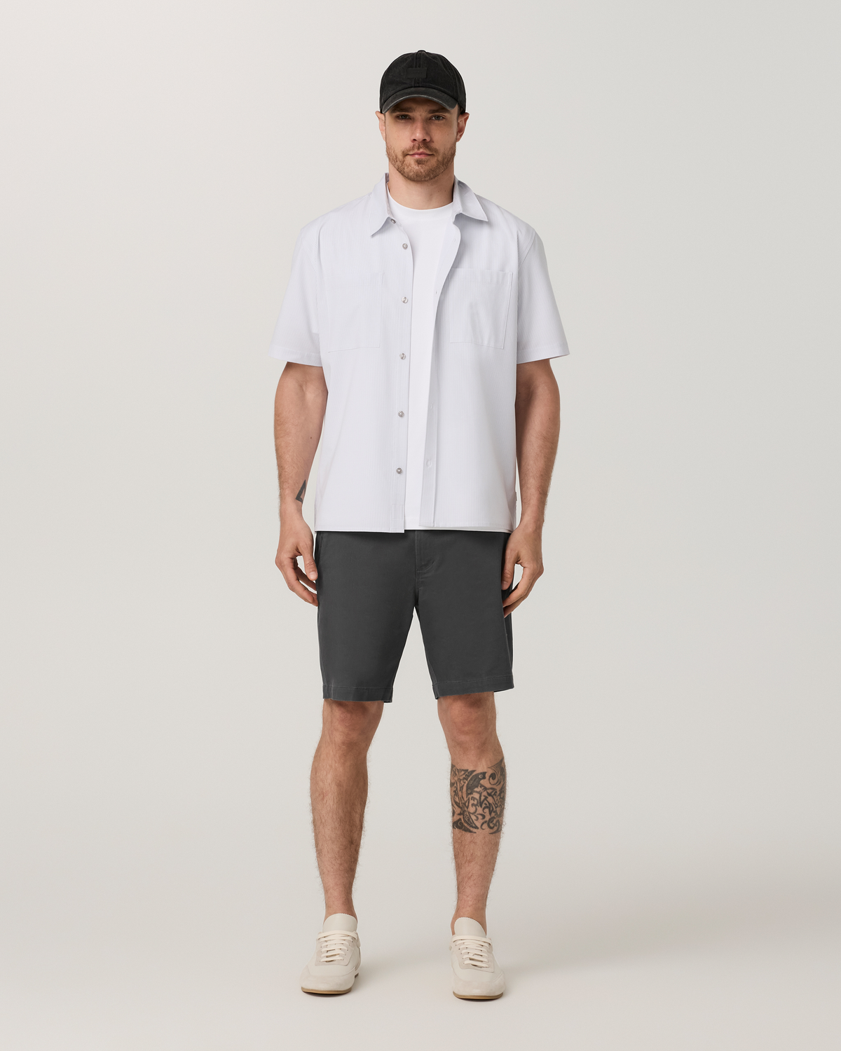 Short Sleeve Bridge Button Down - Relaxed Fit | White Dune Stripe