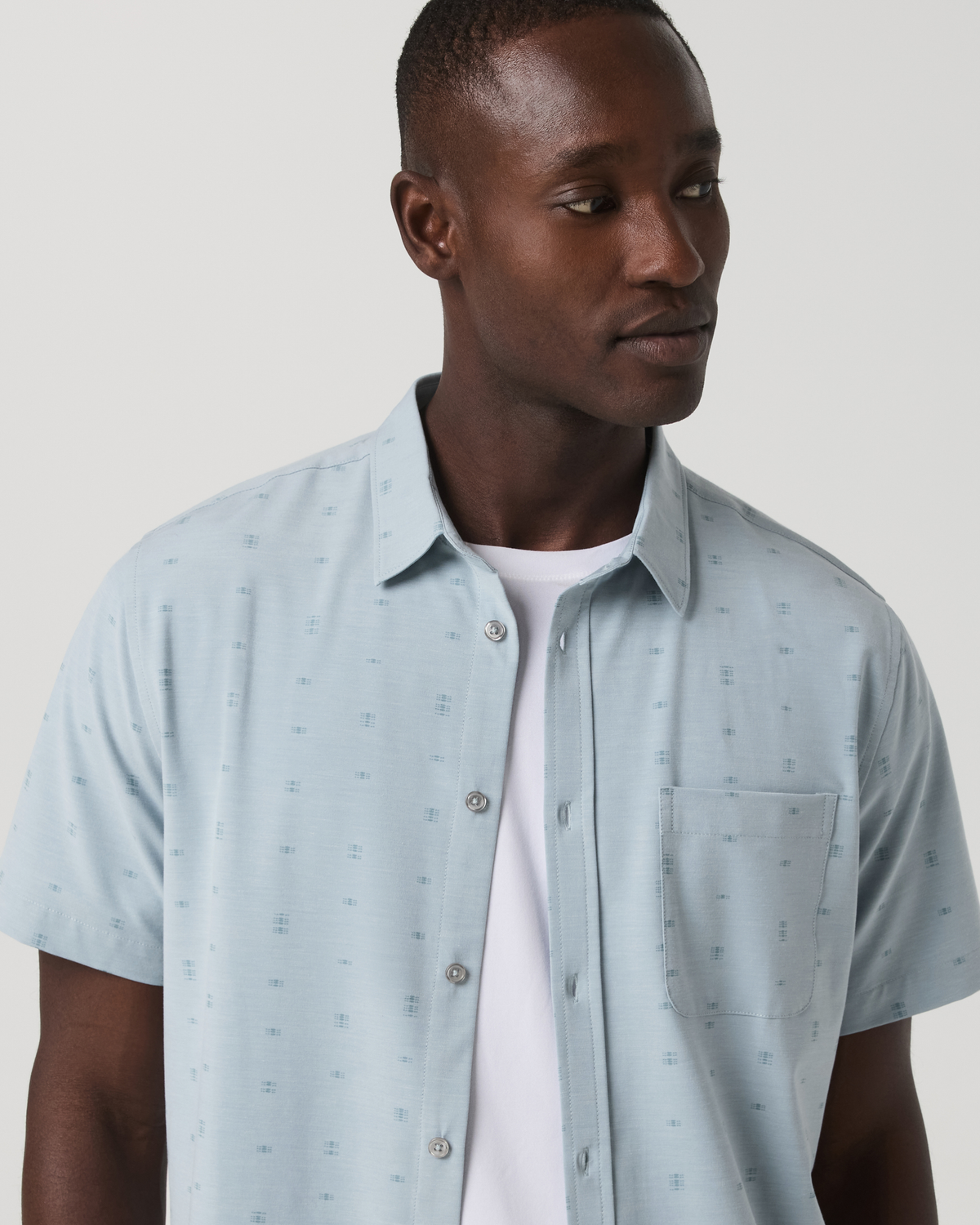 Short Sleeve Bridge Button Down | Raindrop Stone