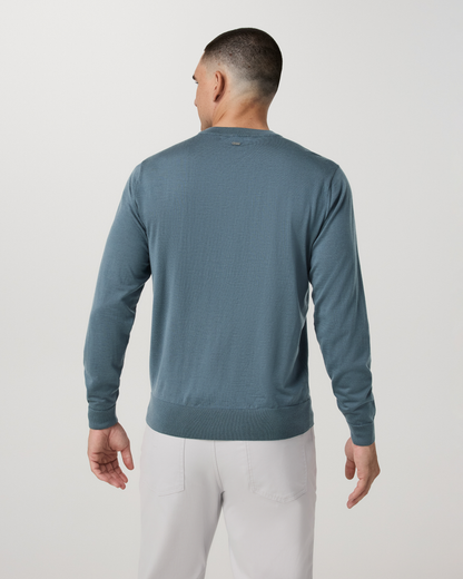 Merino Fine Gauge Wool Sweater | Blue Sea