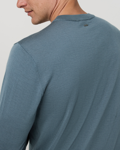 Merino Fine Gauge Wool Sweater | Blue Sea