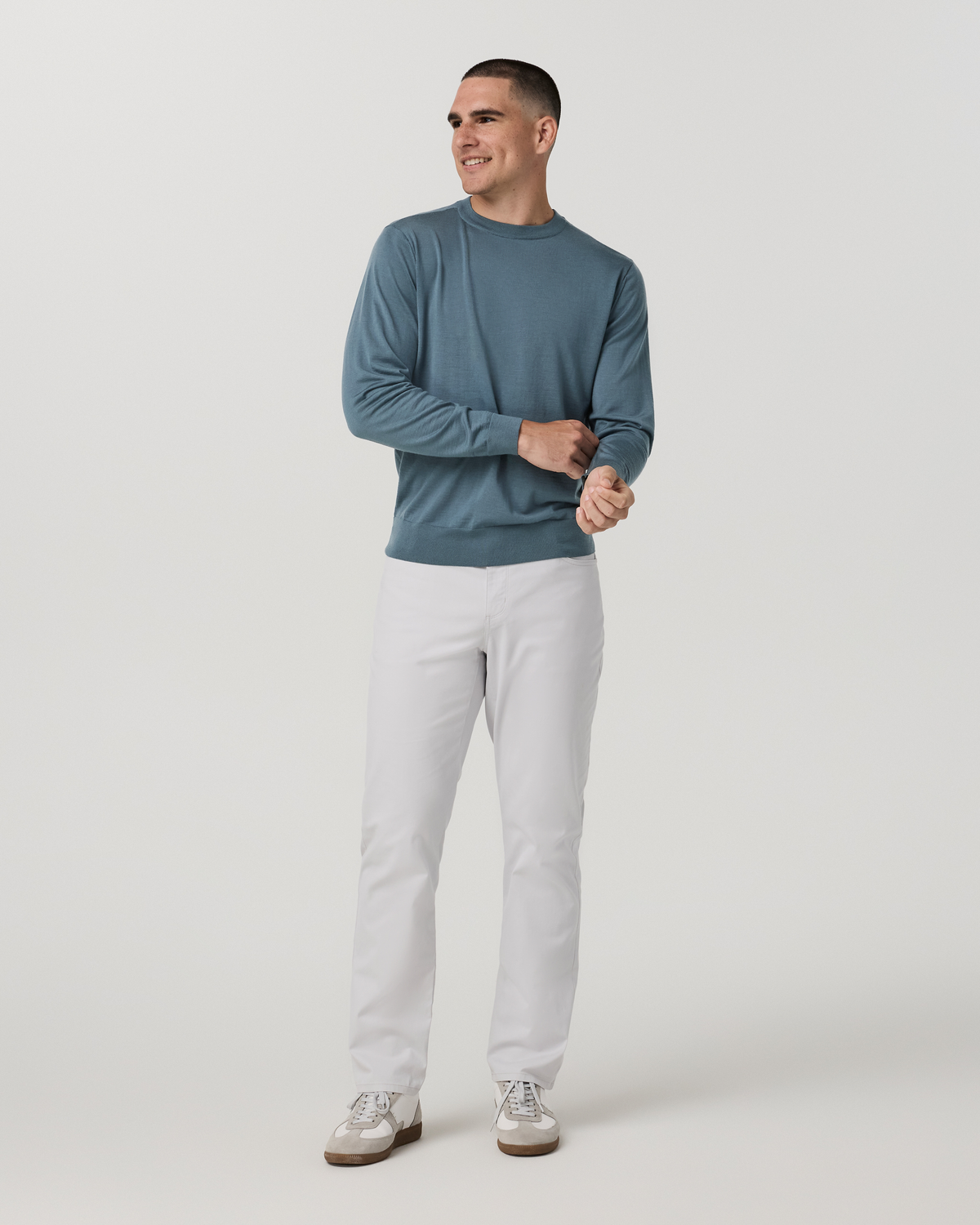 Merino Fine Gauge Wool Sweater | Blue Sea