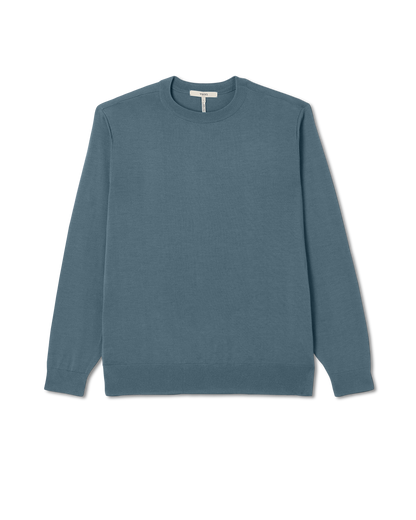 Merino Fine Gauge Wool Sweater | Blue Sea