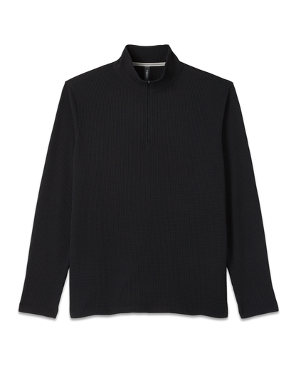 Lightweight Tech Waffle Quarter Zip | Black