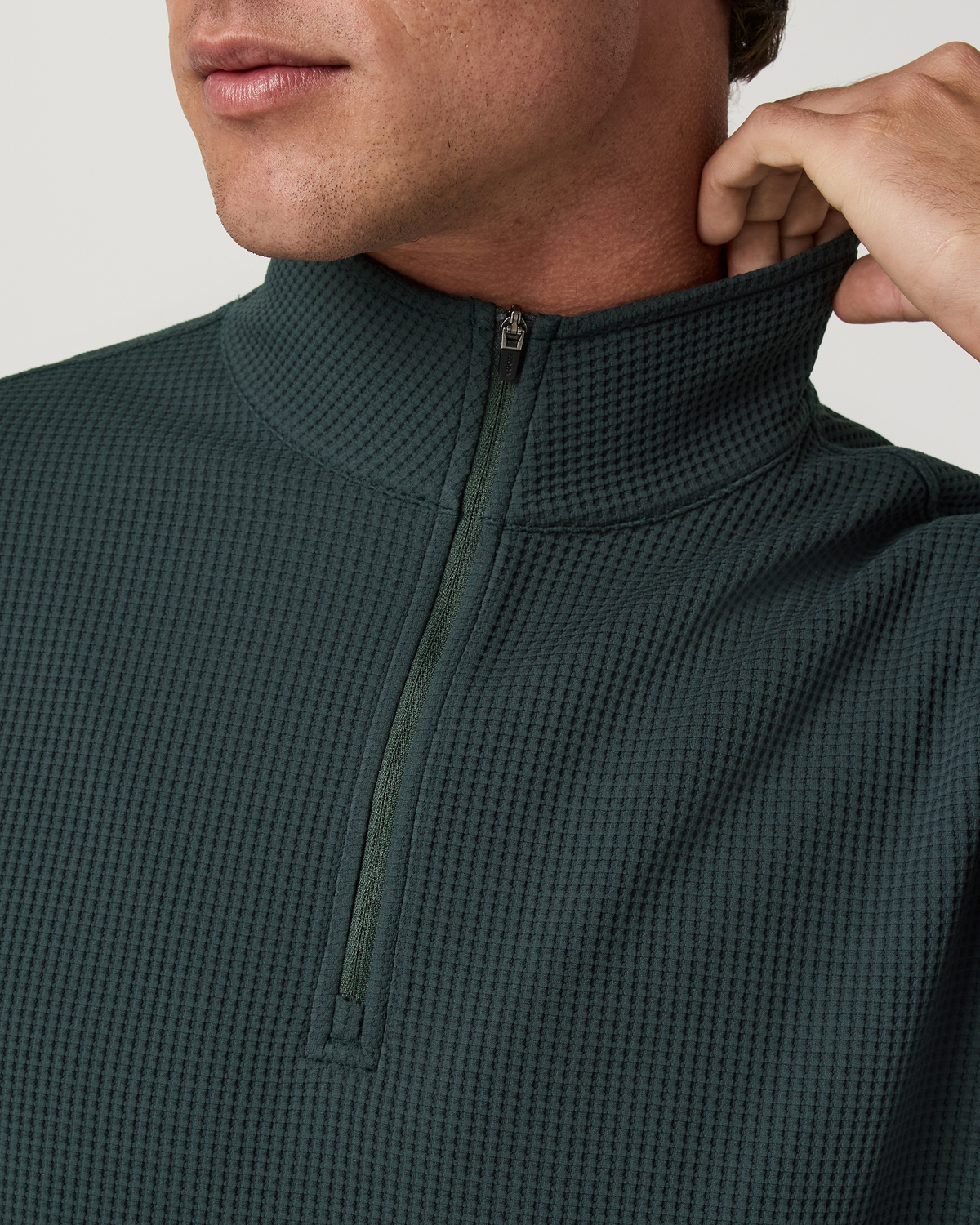 Lightweight Tech Waffle Quarter Zip | Hemlock