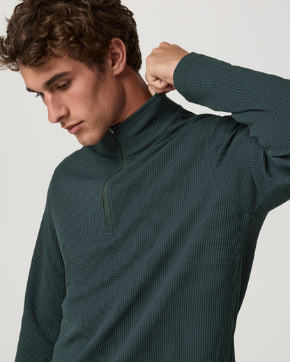 Lightweight Tech Waffle Quarter Zip | Hemlock