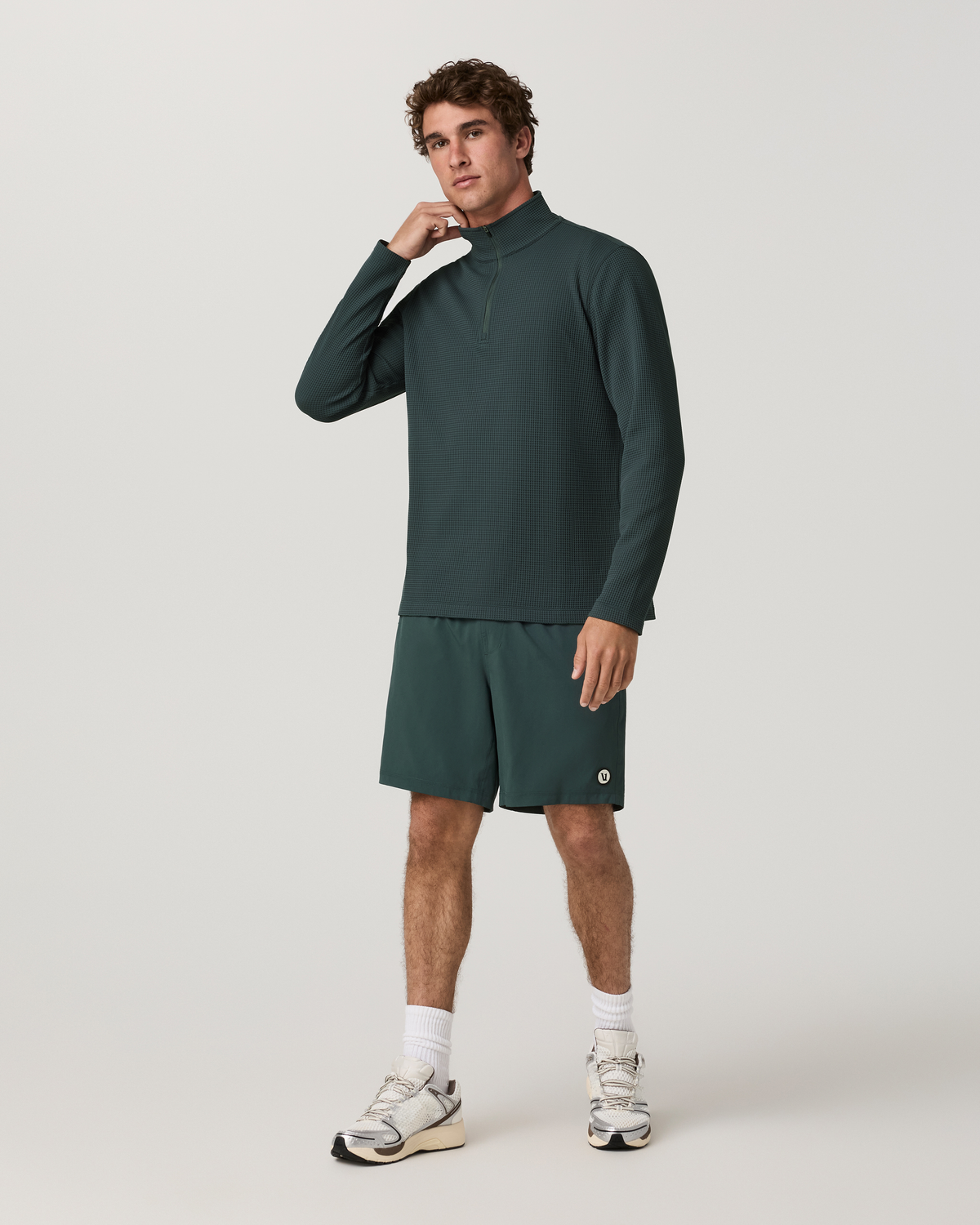 Lightweight Tech Waffle Quarter Zip | Hemlock