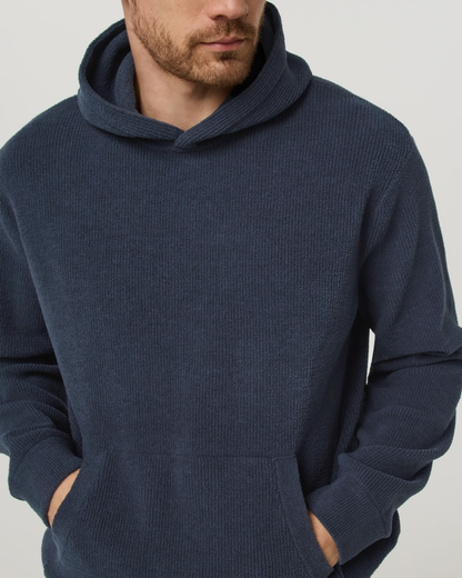Midweight Rib Sweater Hoodie | Navy