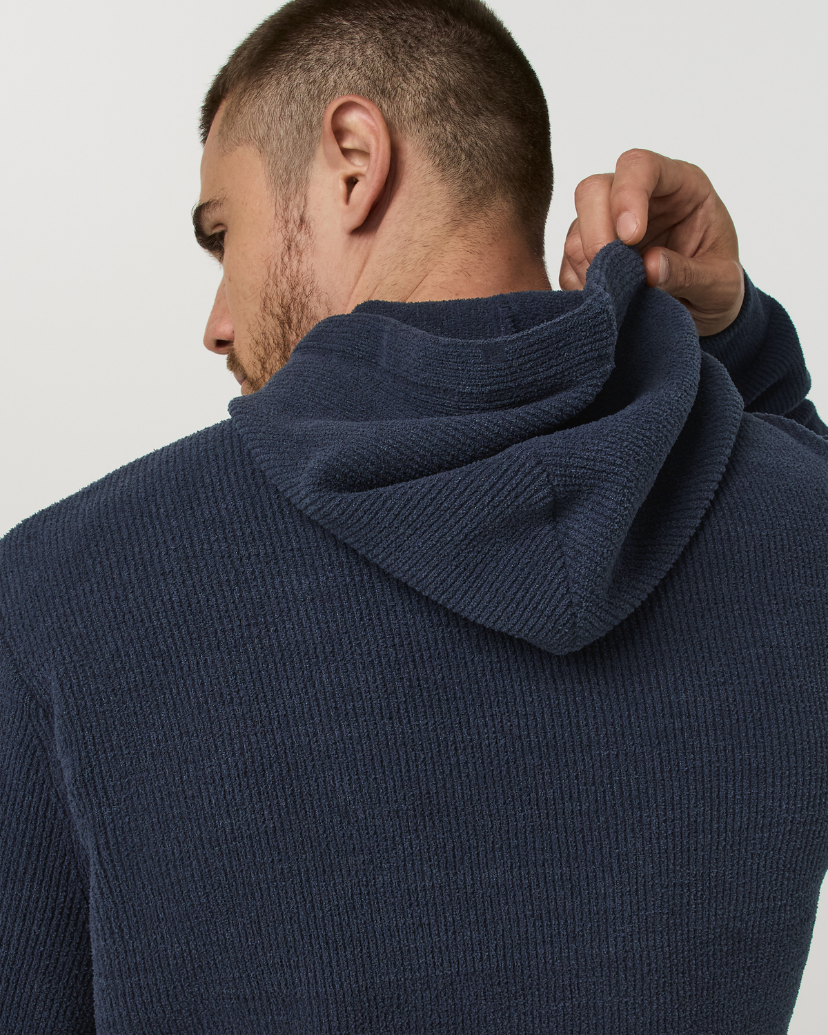 Midweight Rib Sweater Hoodie | Navy