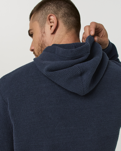 Midweight Rib Sweater Hoodie | Navy