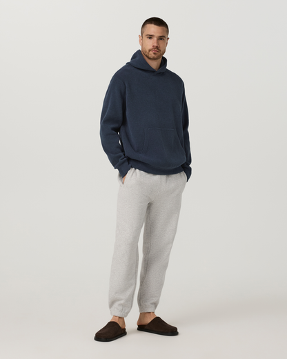Midweight Rib Sweater Hoodie | Navy
