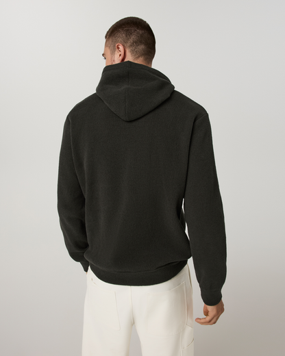 Midweight Rib Sweater Hoodie | Hunter Green
