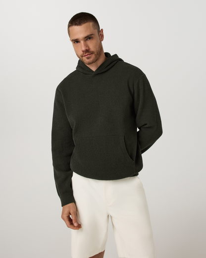 Midweight Rib Sweater Hoodie | Hunter Green