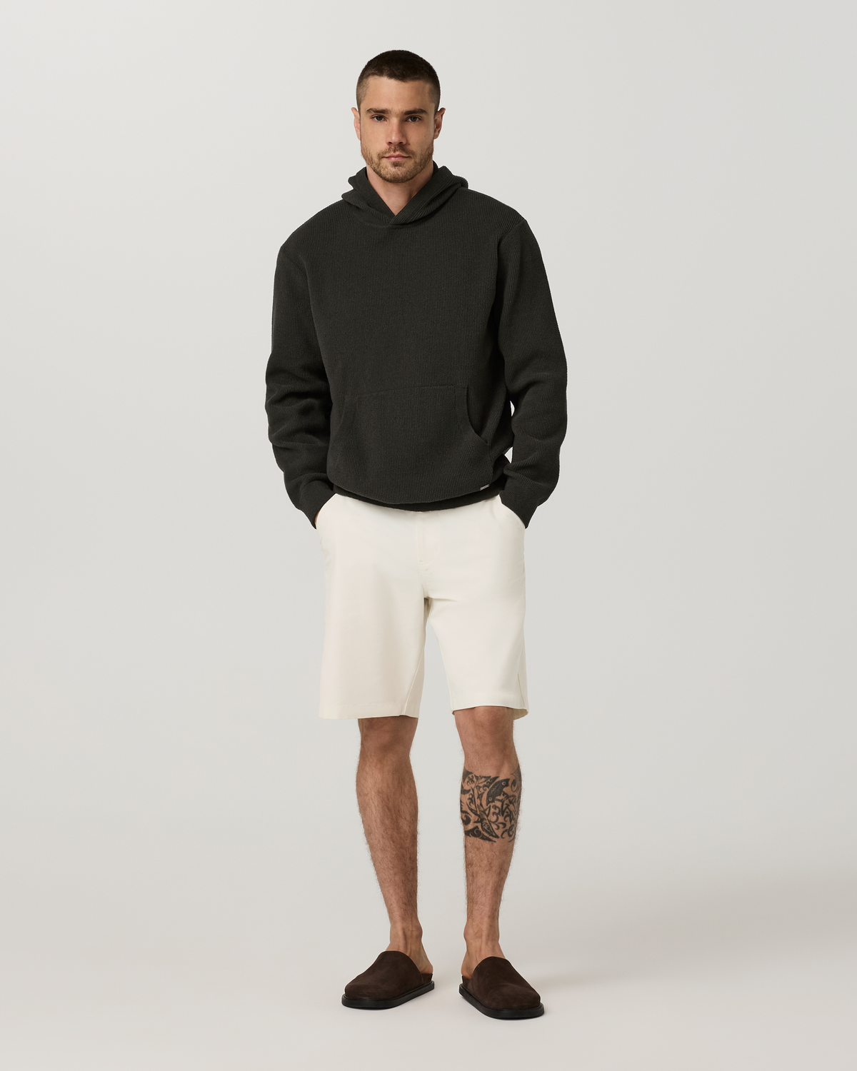 Midweight Rib Sweater Hoodie | Hunter Green