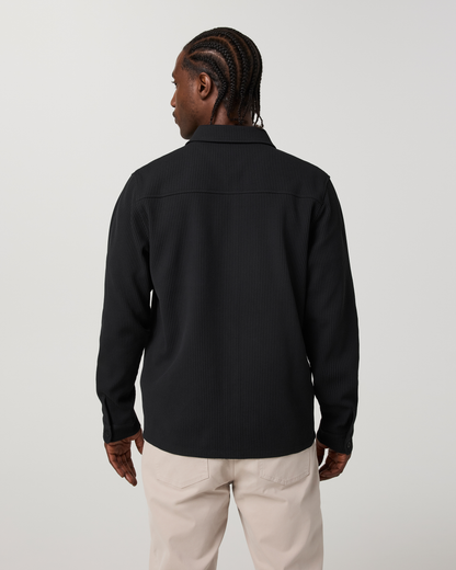 Tech Waffle Shirt Jacket | Black