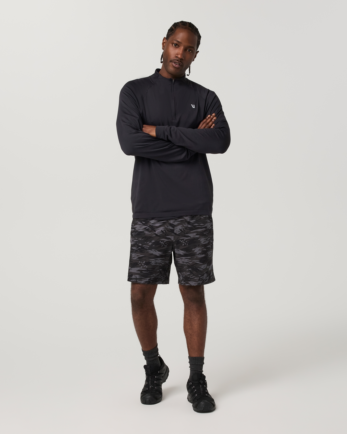Vuori HardKore Short Lined 7" | Black Riptide Camo