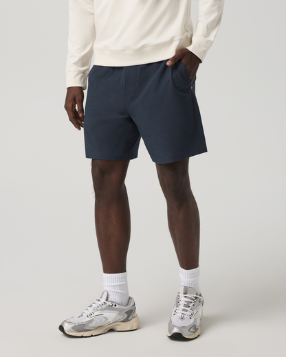 Aim Elastic Waist Short 7" | Navy Linen Texture