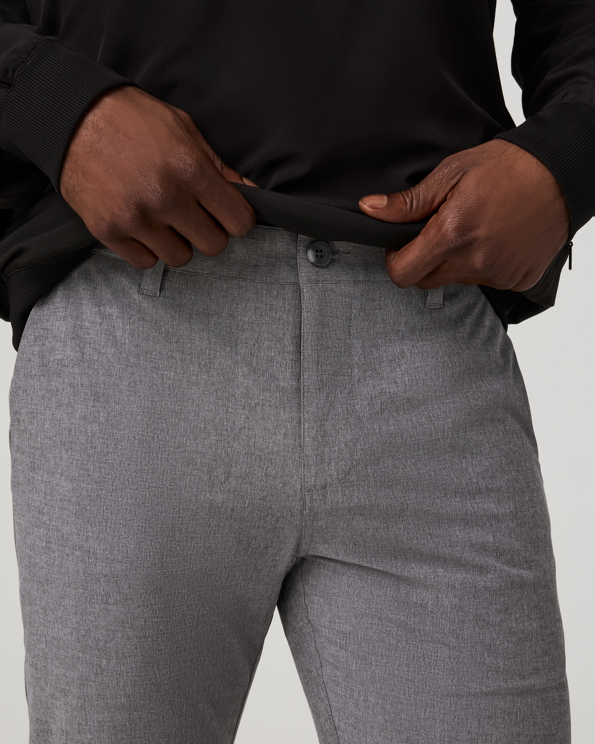 Aim Trouser Athletic Slim Fit 30" | Gull Grey Linen Texture