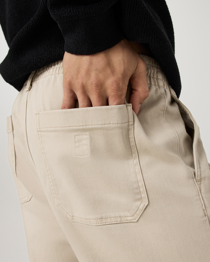 Benton Twill Elastic Waist Pant Relaxed Fit 30" | Limestone