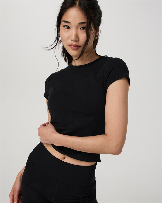 Everyday Cotton Stretch Fitted Tee | Black