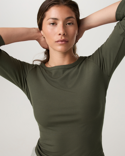 Long Sleeve Pose Subtle Scoop | Army