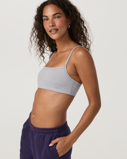 Elevation Square Neck Bra | Light Heather Grey