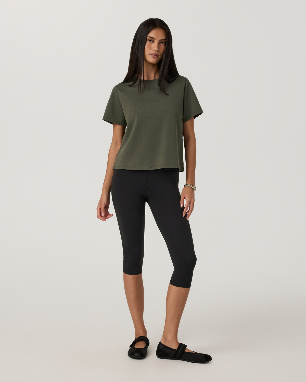 Short Sleeve Heavyweight Cotton Relaxed Tee | Army