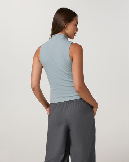 Cottony Rib Mock Neck Tank | Raindrop