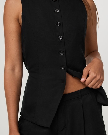 Trestles Twill Button Down Tank | Black